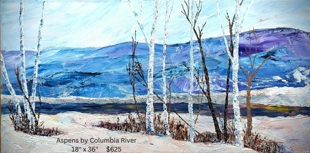 Aspens by Columbia River 18 x 36 $625